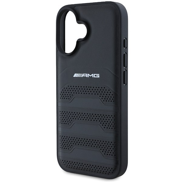 AMG AMHCP16SGSEBK iPhone 16 6.1" czarny/black hardcase Leather Debossed